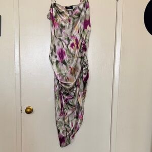 Cider One Shoulder Floral Dress in Purple and Cream